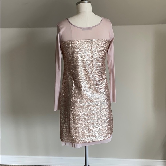Alanred Gold Sequin Dress with Mesh Sleeves - Picture 3 of 5